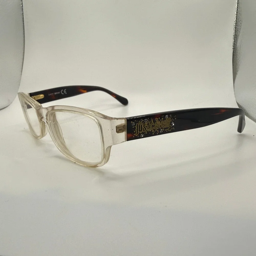 Just Cavalli Eyeglasses Women 54-15-135 Clear‎ Tortoise Rhinestone JC455